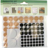Set 124 protectii pardoseala si mobilier, scaune, mese, autoadezive, din fetru, cu diametrul 1-4cm
