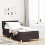 vidaXL Pat box spring cu saltea, maro &icirc;nchis, 90x200 cm, textil