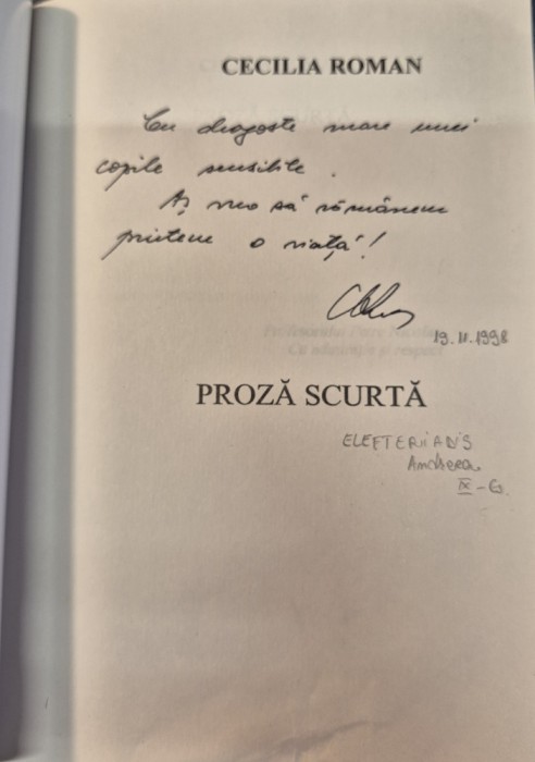 Proza scurta Cecilia Roman cu autograf