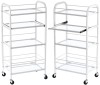 Ucenic Coafor cu Roti Enzo 4 Sertare 1018W Universal Alb - Mobilier Salon Coafura - Cadru Metalic, Rafturi Sticla