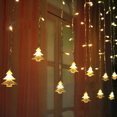 Instalatie pentru Craciun, perdea luminoasa, cu braduti, 3.5 metri, lumini LED foto