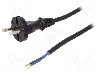 Cablu alimentare AC, 1.5m, 2 fire, culoare negru, cabluri, CEE 7/17 (C) mufa, PLASTROL - W-98336