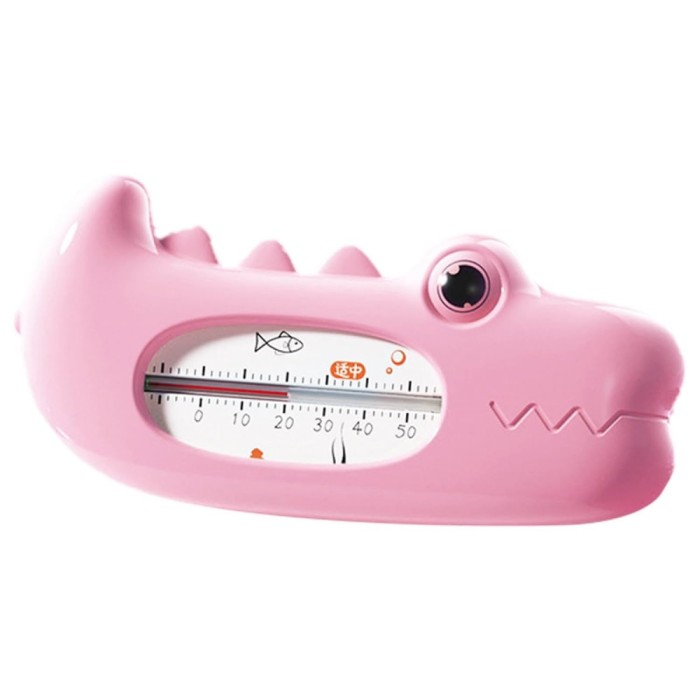 Termometru pentru Baie, Cyrax, Plutitor, Rezistent la apa, Multifunctional, Model Crocodil, 2.7x6.5x3.7 cm, Roz