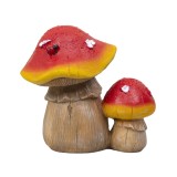 Ciuperca decorativa pentru gradina, din rasina, H 20cm, cu un pui / ZTS 8067