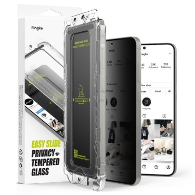 Folie pentru Samsung Galaxy S25 Plus (set 2) - Ringke Easy Slide Privacy Tempered Glass - Black foto