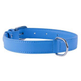 Zgardă din piele netedă, albastră 30 - 39cm, 20mm, COLLAR