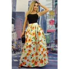 FS128RR-2212 Fusta maxi stil retro, cu print floral