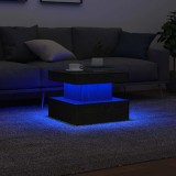 VidaXL Masuta de cafea cu lumini LED Stejar negru 50x50x40 cm