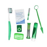 Kit igienă orală Generic pentru curățarea dinților și limbii, verde, 8 piese