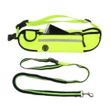 Cumpara ieftin Centura de talie pentru alergare cu lesa elastica pentru caine, poliester, lesa 1.8 m, verde, Oem