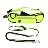 Centura de talie pentru alergare cu lesa elastica pentru caine, poliester, lesa 1.8 m, verde