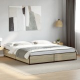 Cumpara ieftin Cadru de pat, stejar sonoma, 180x200cm, lemn prelucrat și metal