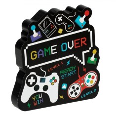 Decoratiune Gamer, Lemn, 15x1,8x15cm, Negru foto