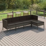 Cumpara ieftin Gossi set mobilier de gradina cu perne, 5 piese, gri, poliratan