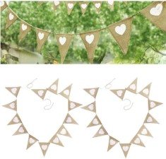 Set de 2 decoratiuni pentru petrecere JZK, iuta, bej/alb, 350 cm