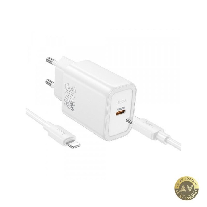 Incarcator Retea Cu Cablu Lightning HOCO N62 30W 3A 1 x USB-C Alb