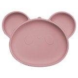 Farfurie din silicon cu ventuza Panda Old Rose 6 luni+, 1 bucata, Appekids
