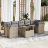 vidaXL Set canapele de grădină, 8 piese, cu perne, bej, poliratan 3326120