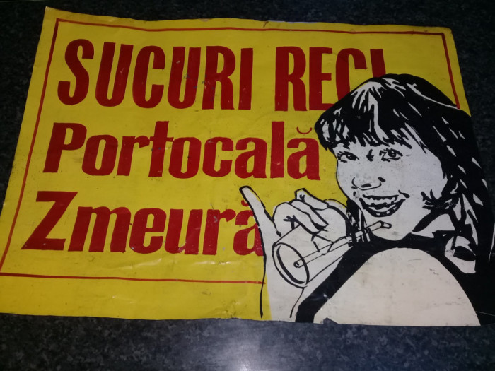 Reclama veche SUCURI RECI-PORTOCALA-ZMEURA,reclama vintage tabla,de colectie