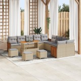 Set de canapele de grădină vidaXL de 14 piese cu perne Bej Ratan Acacia