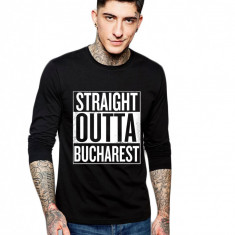 Bluza barbati neagra - Straight Outta Bucuresti - 2XL