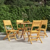 Set 4 Scaune Gradina Pliante vidaXL, Lemn Tec, 47x61x90cm, Rezistente, Design Lamele, Exterior/Interior, Max 110kg