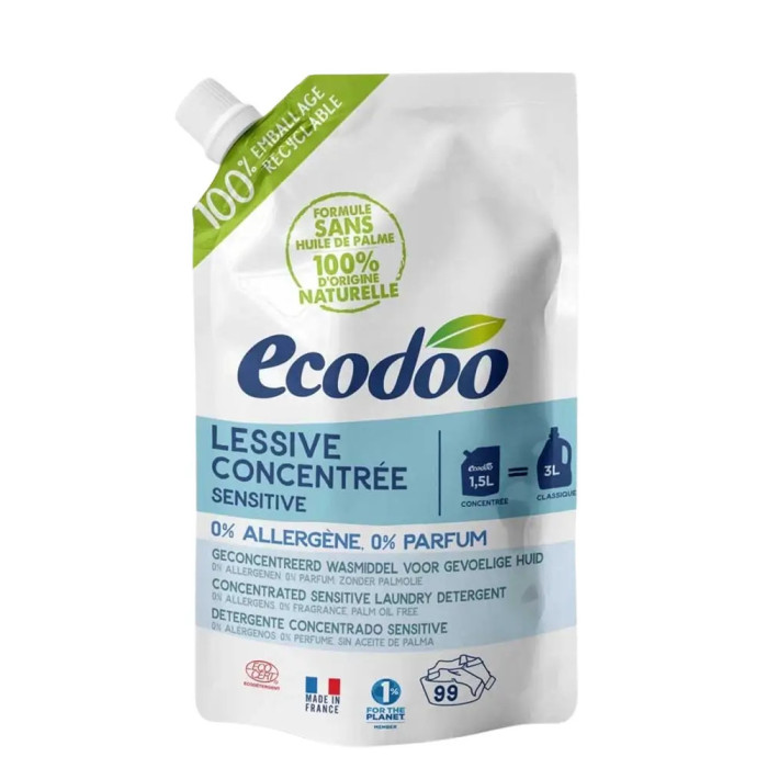 Detergent lichid de rufe ultraconcentrat fara parfum, Ecodoo, 1.5L