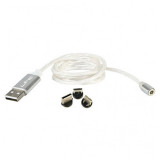 CABLU 1M 3IN1 TIP C/IPHONE/MICRO USB ILUMINAT LED RGB, Oem