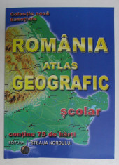 ROMANIA , ATLAS GEOGRAFIC SCOLAR , CONTINE 75 DE HARTI de VLAD R.A. foto