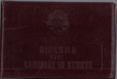 HST A386 Diplomă candidat &amp;icirc;n științe conf univ Gheorghiță Oancea Candida 1963 foto