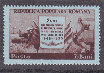 ROMANIA 1953 LP 340 - 5 ANI TRATATUL DE PRIETENIE CU URSS , MNH foto