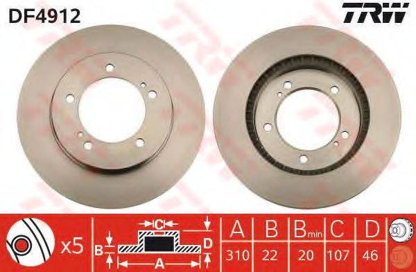 Disc frana SUZUKI VITARA Cabrio (ET, TA) (1988 - 2002) TRW DF4912