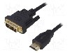 Cablu DVI-D la HDMI LogiLink CH0013, 3m, Negru, Mufă 18+1, Aurit
