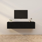 VidaXL Dulapuri TV montate pe perete, 3 buc., negru, 57x34,5x40 cm
