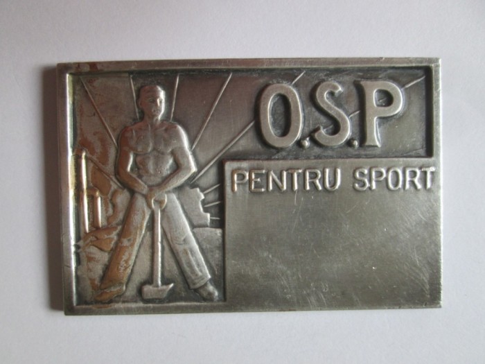 Romania medalia O.S.P. Pentru Sport circa 1945 ,dimensiuni:63 x 42 mm,greutate:64 grame