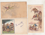 Bnk cp Felicitari romanesti mici uzate - lot 19 bucati, Ambele, Printata, Romania de la 1950