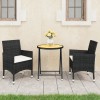 VidaXL Set bistro de grădină, 3 piese, negru, poliratan și lemn acacia 3058382