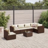 Cumpara ieftin Gossi set mobilier de gradina cu perne, 7 piese, maro, poliratan