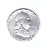 Moneda SUA 1/2 dollar/dolar 1961, stare buna, curata
