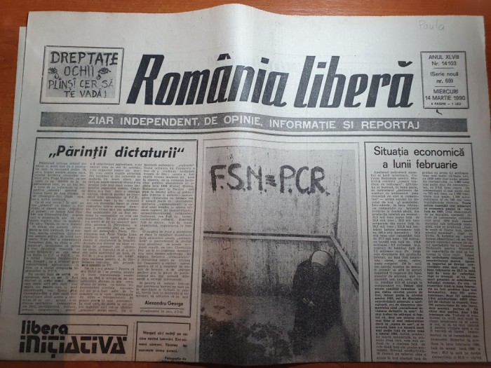 ziarul romania libera 14 martie 1990-articolul &quot;parintii dictaturii&quot;