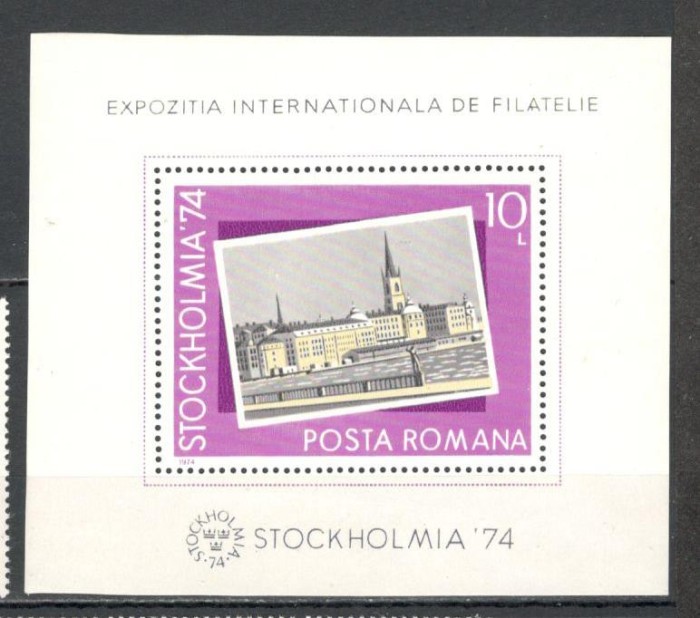 Romania.1974 Expozitia filatelica STOCKHOLMIA-Bl. TR.401