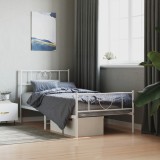 Cumpara ieftin Cadru de pat metalic cu tăblie de cap/picioare, alb, 90x200 cm