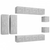 Cumpara ieftin Set de dulapuri TV, 8 piese, gri beton, lemn prelucrat