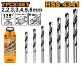 Set Burghie Metal 7 buc AKD1075 &ndash; HSS 4341, 2-6mm, Burghie Precizie pentru Otel si Metale, Set Compact