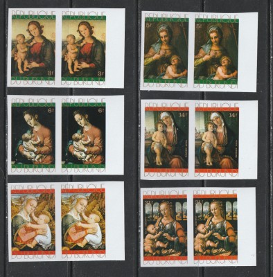 Burundi 1971 - Craciun Picturi &amp;quot;Fecioara cu Pruncul&amp;quot; x2 6v NEDANTELATE MNH foto