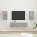 Cumpara ieftin Set comoda TV 4 buc. Gri din beton Lemn prelucrat
