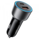 Incarcator Auto Acefast B21, 75W, 3A, 1 x USB-A - 1 x USB-C, Gri