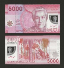 CHILE █ bancnota █ 5000 Pesos █ 2014 █ P-163e █ POLYMER █ UNC █ necirculata