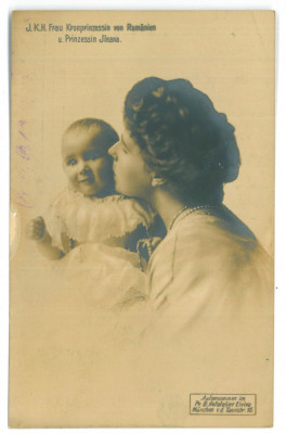 3684 - Regina MARIA, Queen MARY, &amp;amp; Princess ILEANA - old postcard - used - 1913 foto