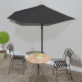 Umbrela de balcon tija aluminiu negru 270x144x222cm semicerc GartenMobel Dekor, vidaXL